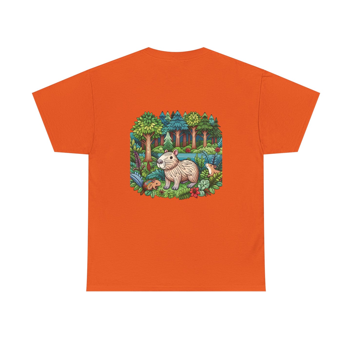 Vibrant Nature Capy Heavy Cotton Tee - Perfect for Animal Lovers, Eco-Conscious Souls, Gifts, Everyday Wear, Summer Outings