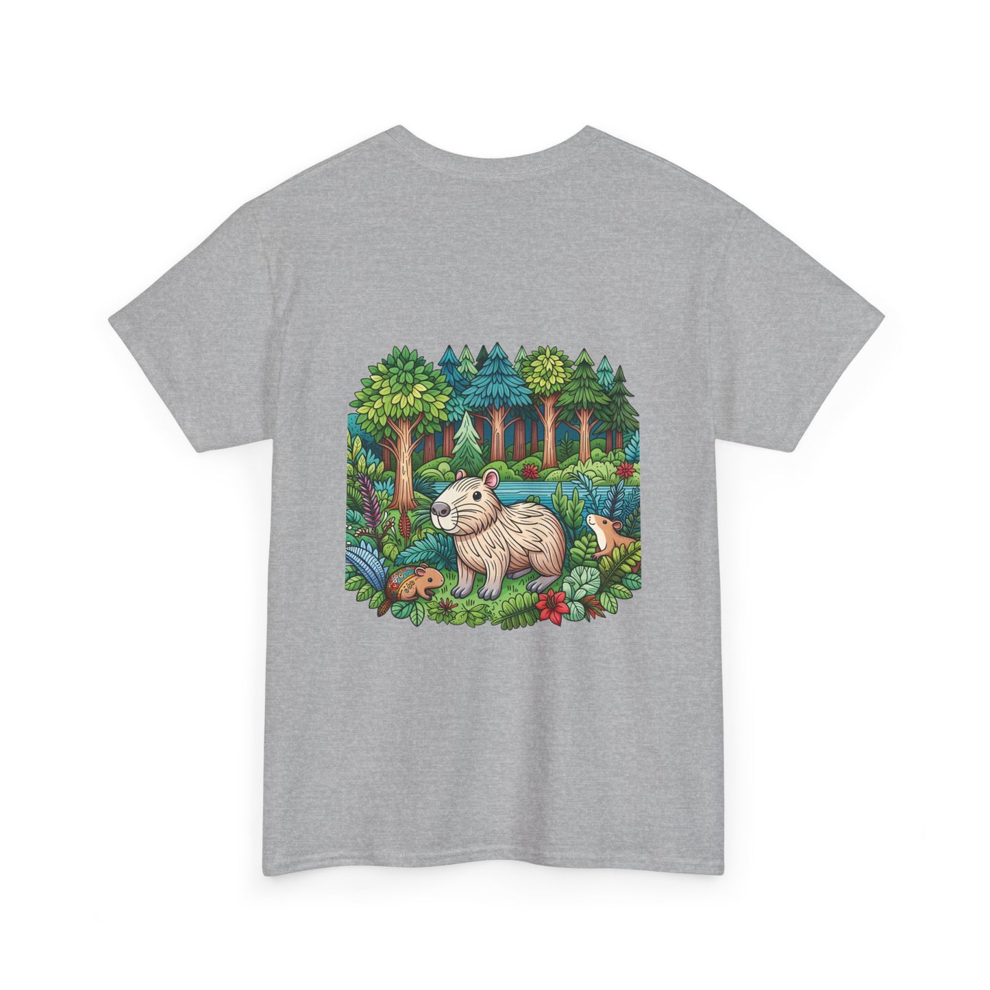 Vibrant Nature Capy Heavy Cotton Tee - Perfect for Animal Lovers, Eco-Conscious Souls, Gifts, Everyday Wear, Summer Outings