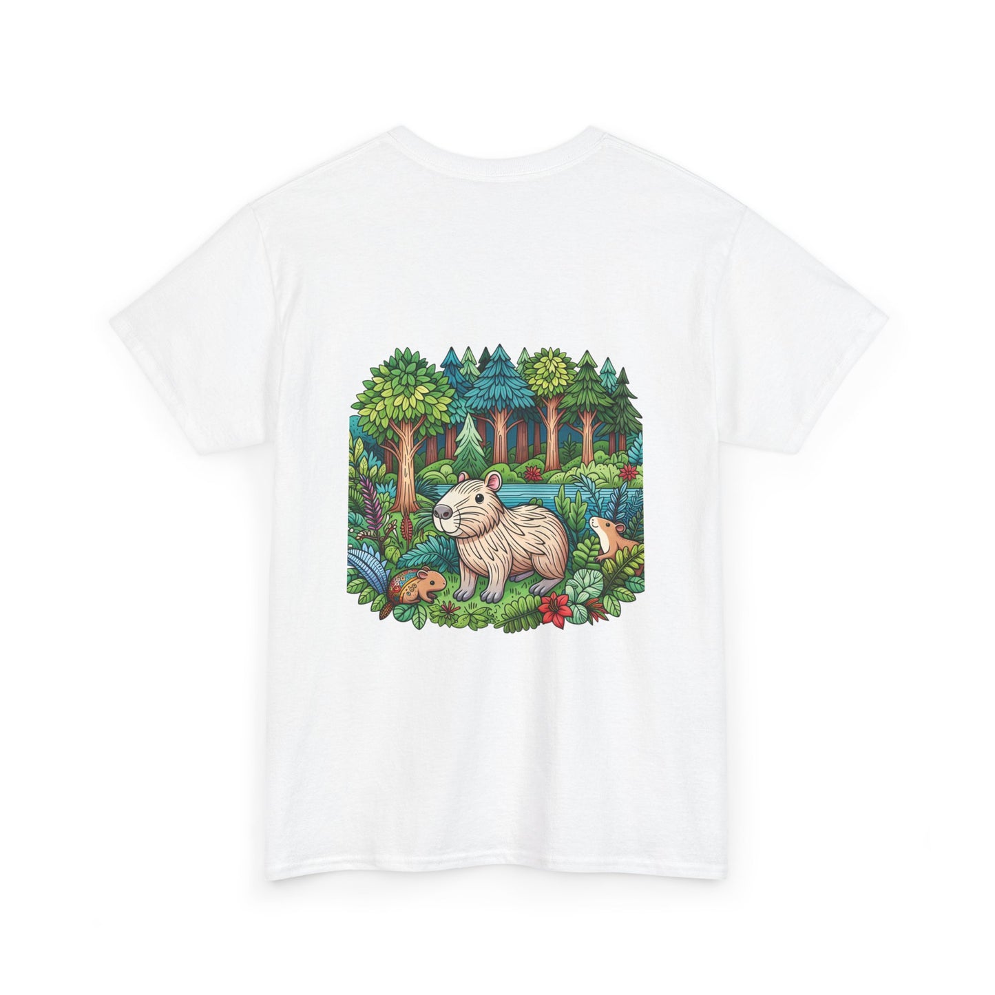 Vibrant Nature Capy Heavy Cotton Tee - Perfect for Animal Lovers, Eco-Conscious Souls, Gifts, Everyday Wear, Summer Outings