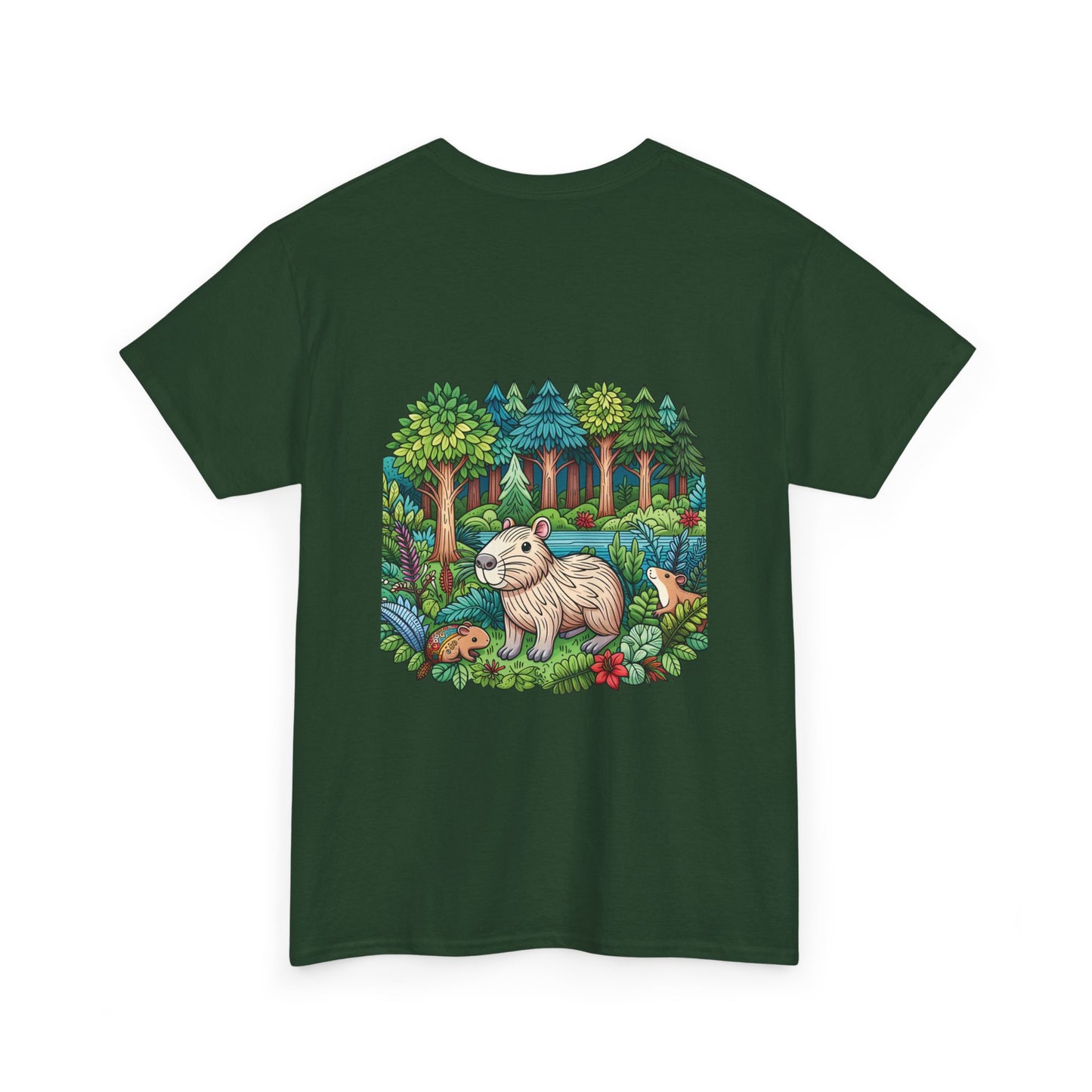 Vibrant Nature Capy Heavy Cotton Tee - Perfect for Animal Lovers, Eco-Conscious Souls, Gifts, Everyday Wear, Summer Outings