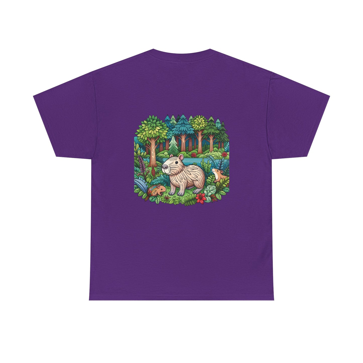 Vibrant Nature Capy Heavy Cotton Tee - Perfect for Animal Lovers, Eco-Conscious Souls, Gifts, Everyday Wear, Summer Outings