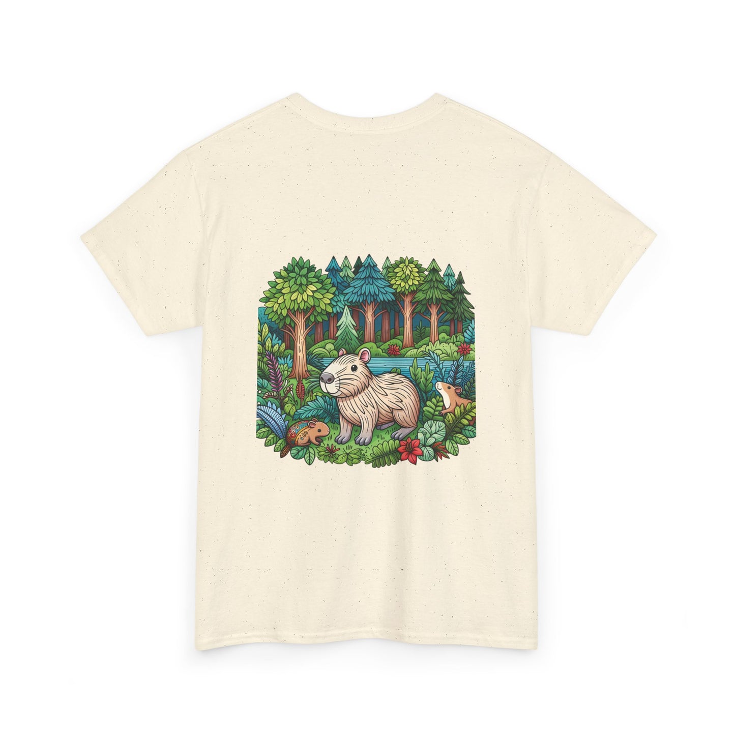 Vibrant Nature Capy Heavy Cotton Tee - Perfect for Animal Lovers, Eco-Conscious Souls, Gifts, Everyday Wear, Summer Outings