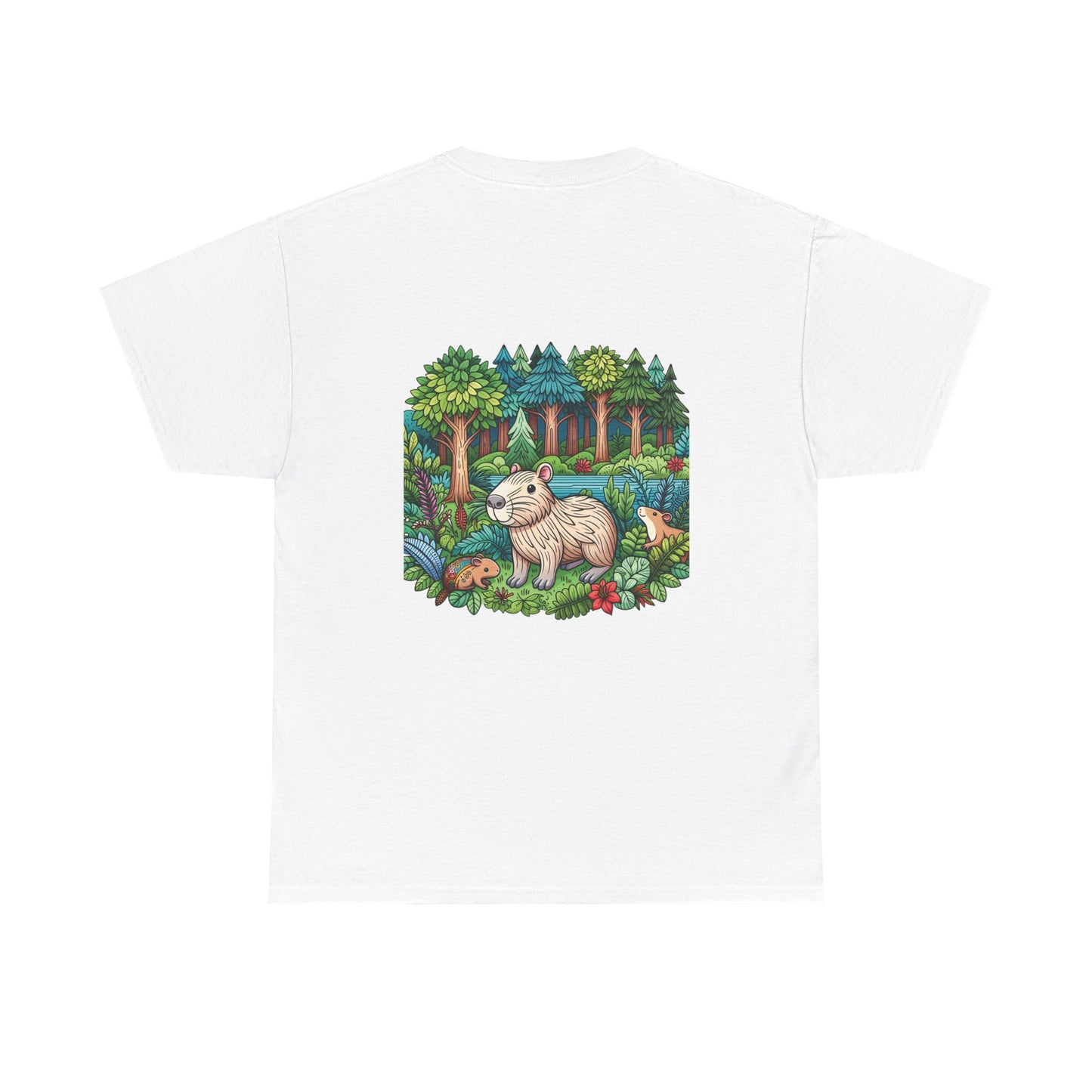 Vibrant Nature Capy Heavy Cotton Tee - Perfect for Animal Lovers, Eco-Conscious Souls, Gifts, Everyday Wear, Summer Outings