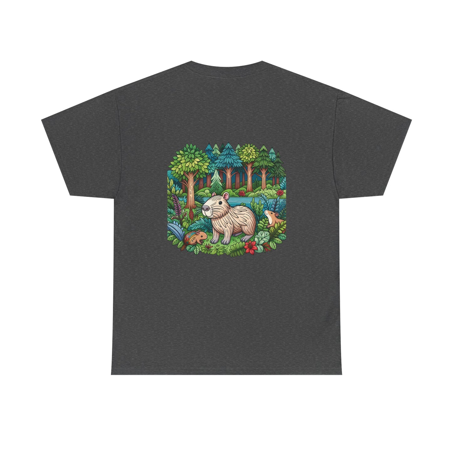 Vibrant Nature Capy Heavy Cotton Tee - Perfect for Animal Lovers, Eco-Conscious Souls, Gifts, Everyday Wear, Summer Outings