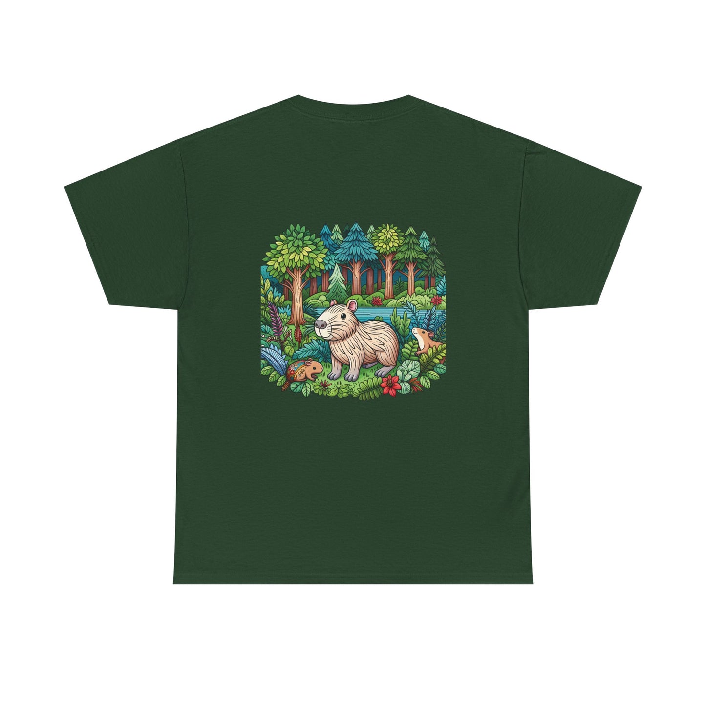Vibrant Nature Capy Heavy Cotton Tee - Perfect for Animal Lovers, Eco-Conscious Souls, Gifts, Everyday Wear, Summer Outings