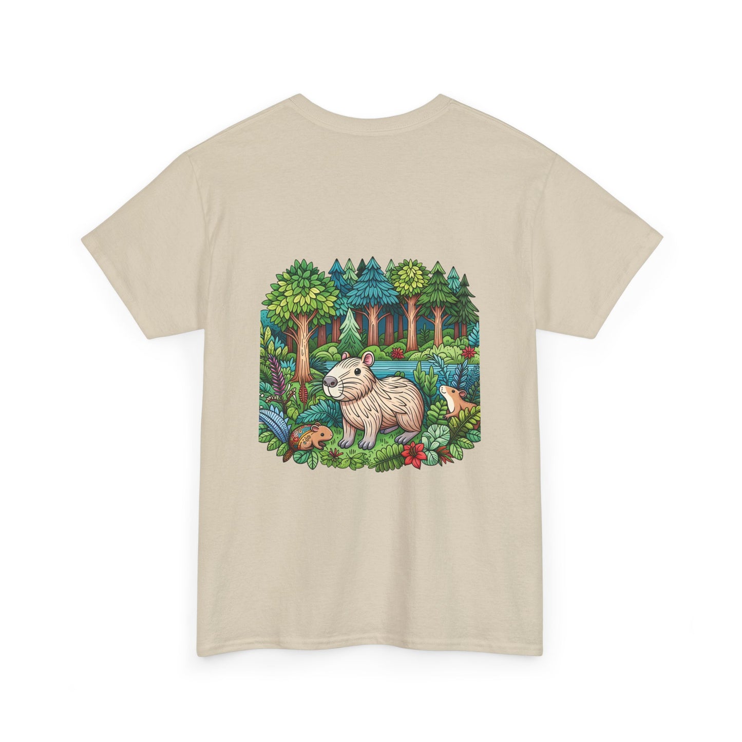 Vibrant Nature Capy Heavy Cotton Tee - Perfect for Animal Lovers, Eco-Conscious Souls, Gifts, Everyday Wear, Summer Outings