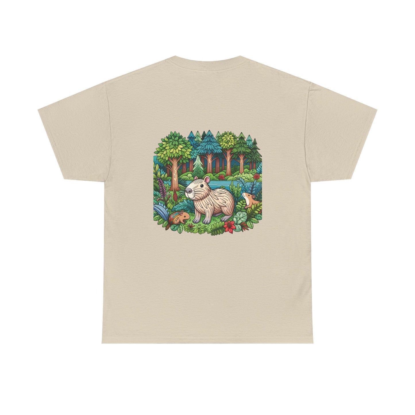 Vibrant Nature Capy Heavy Cotton Tee - Perfect for Animal Lovers, Eco-Conscious Souls, Gifts, Everyday Wear, Summer Outings