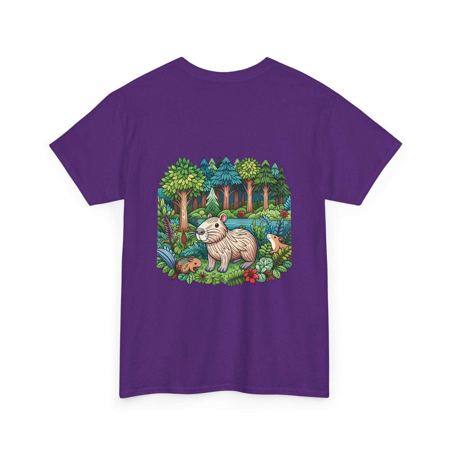 Vibrant Nature Capy Heavy Cotton Tee - Perfect for Animal Lovers, Eco-Conscious Souls, Gifts, Everyday Wear, Summer Outings