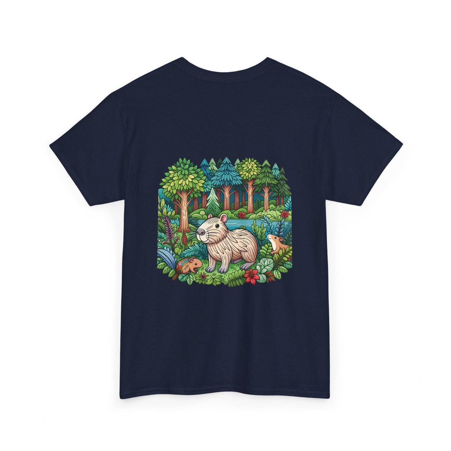 Vibrant Nature Capy Heavy Cotton Tee - Perfect for Animal Lovers, Eco-Conscious Souls, Gifts, Everyday Wear, Summer Outings