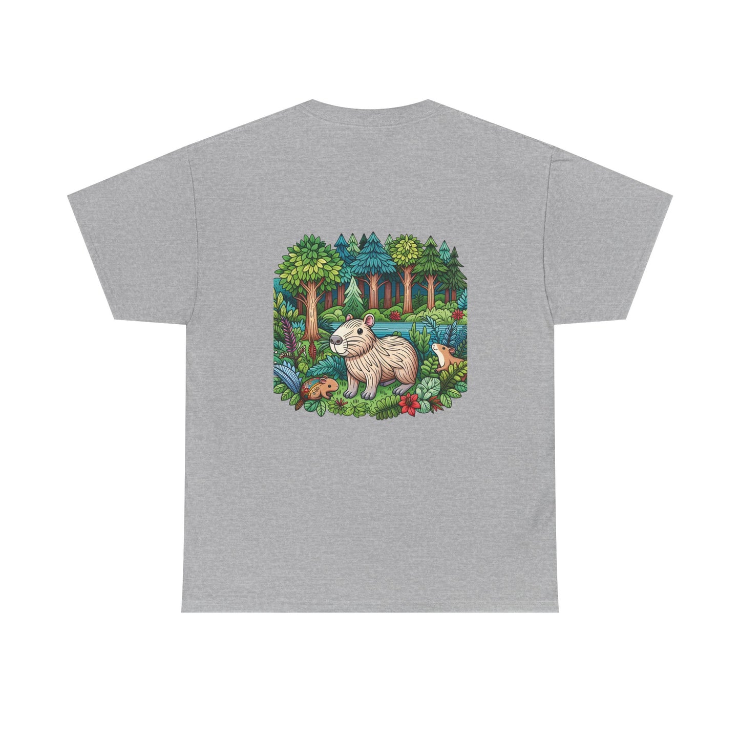 Vibrant Nature Capy Heavy Cotton Tee - Perfect for Animal Lovers, Eco-Conscious Souls, Gifts, Everyday Wear, Summer Outings