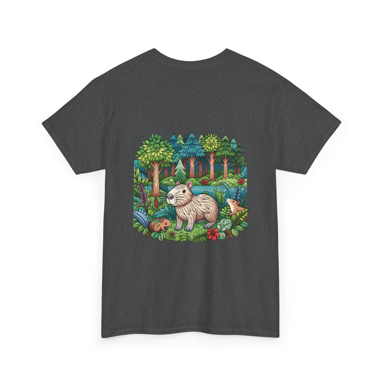 Vibrant Nature Capy Heavy Cotton Tee - Perfect for Animal Lovers, Eco-Conscious Souls, Gifts, Everyday Wear, Summer Outings