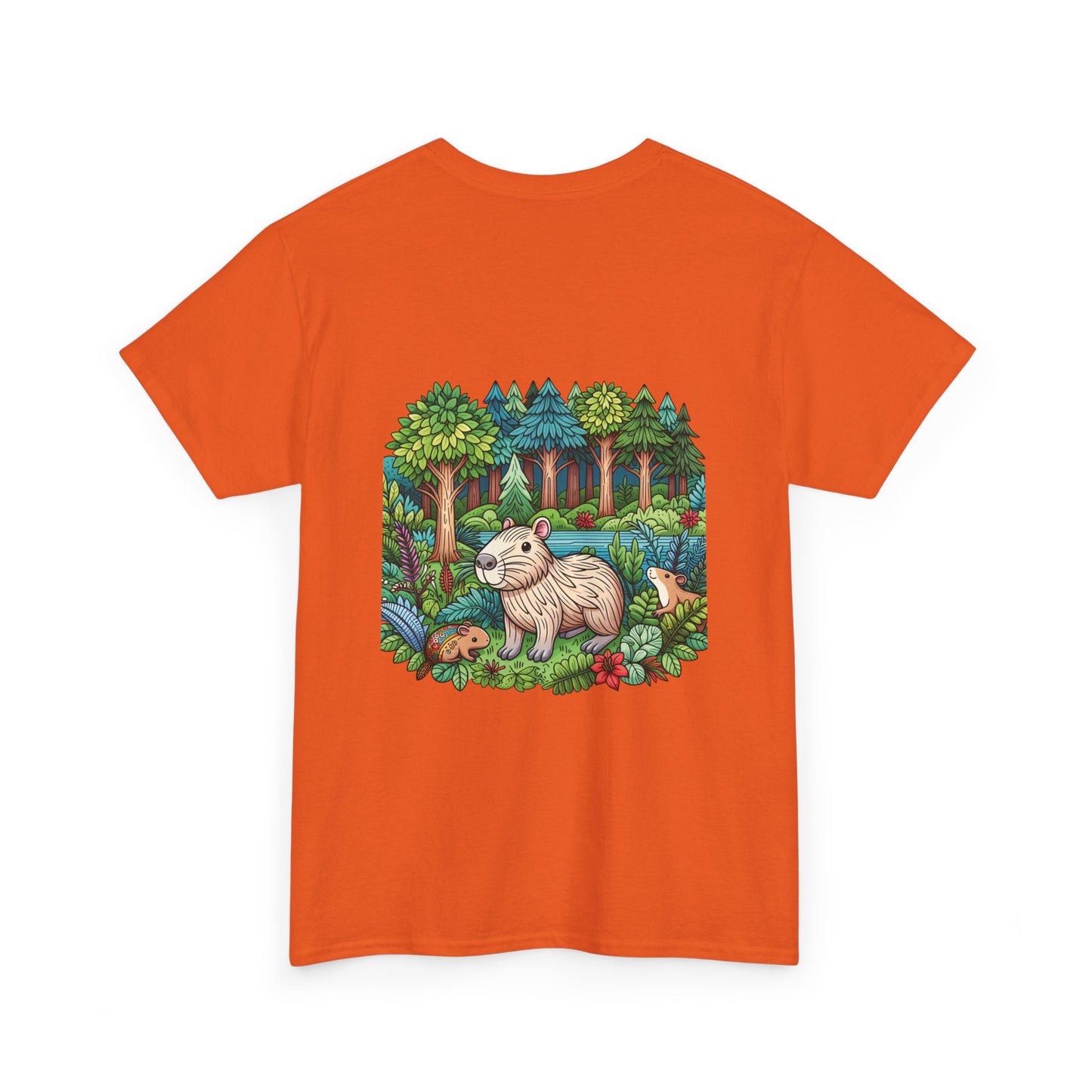Vibrant Nature Capy Heavy Cotton Tee - Perfect for Animal Lovers, Eco-Conscious Souls, Gifts, Everyday Wear, Summer Outings